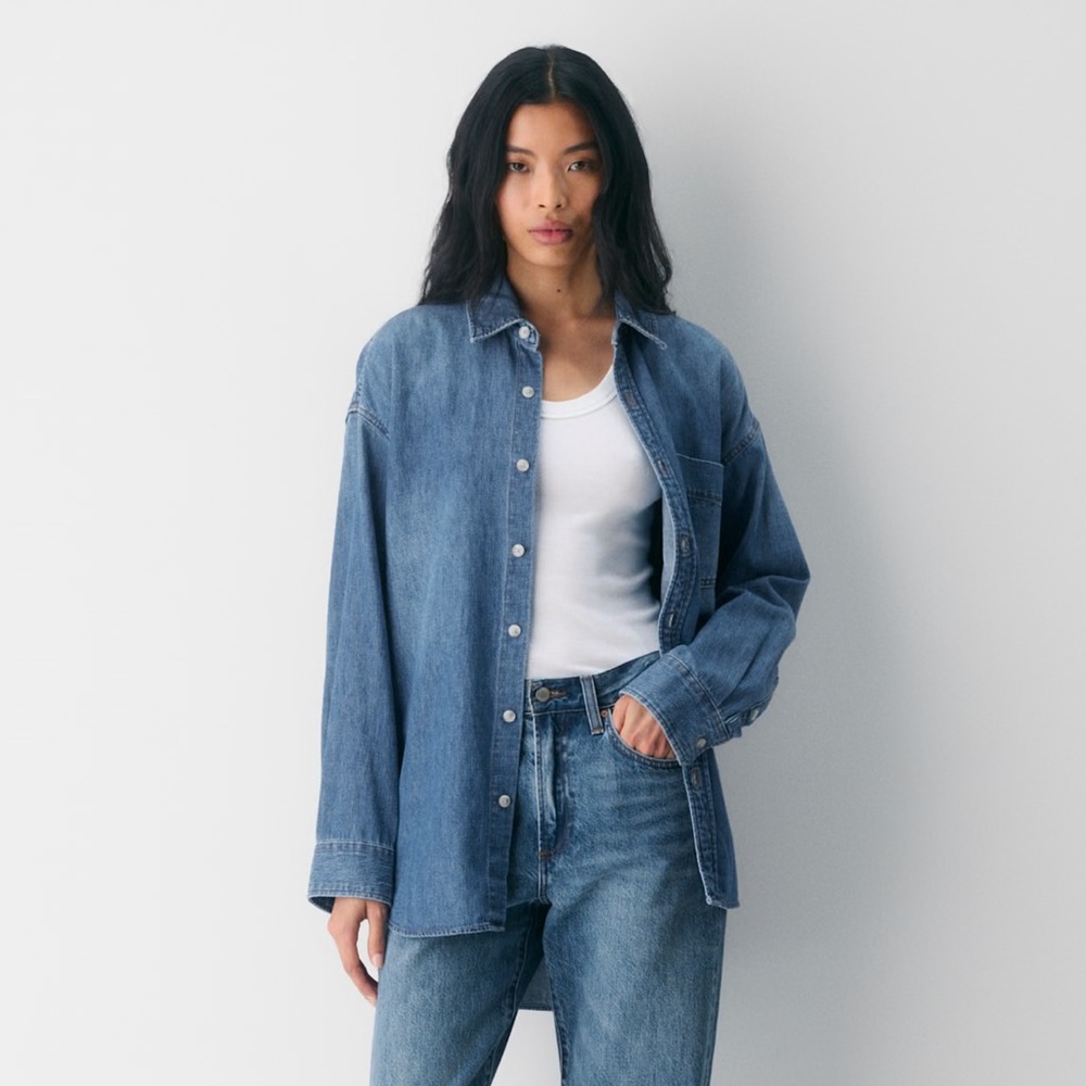 Denim Forum denim button down shirt